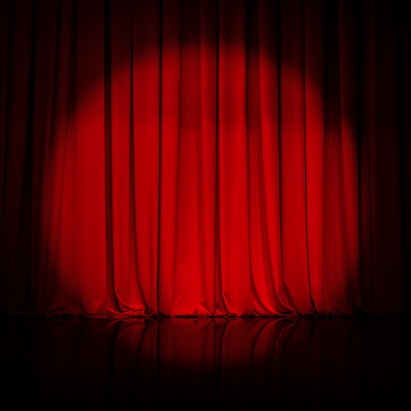 curtain or drapes red background