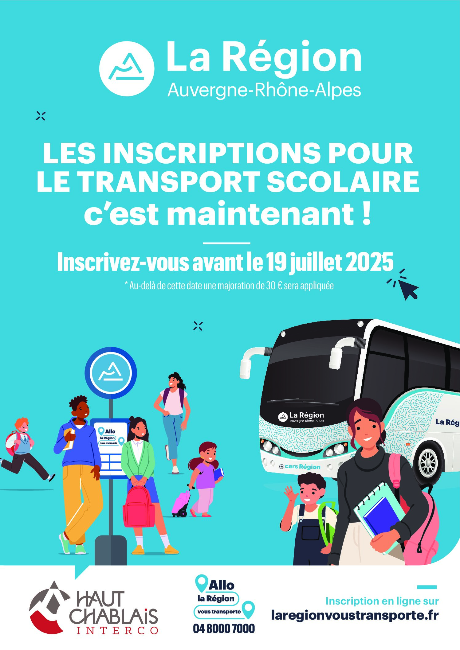 Transport scolaire-Inscriptions 2025/2026 du 12 mai au 19 juillet 2025