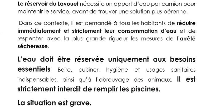 Information urgente à la population : situation de crise – eau potable Information urgente à la population : situation de crise – eau potable